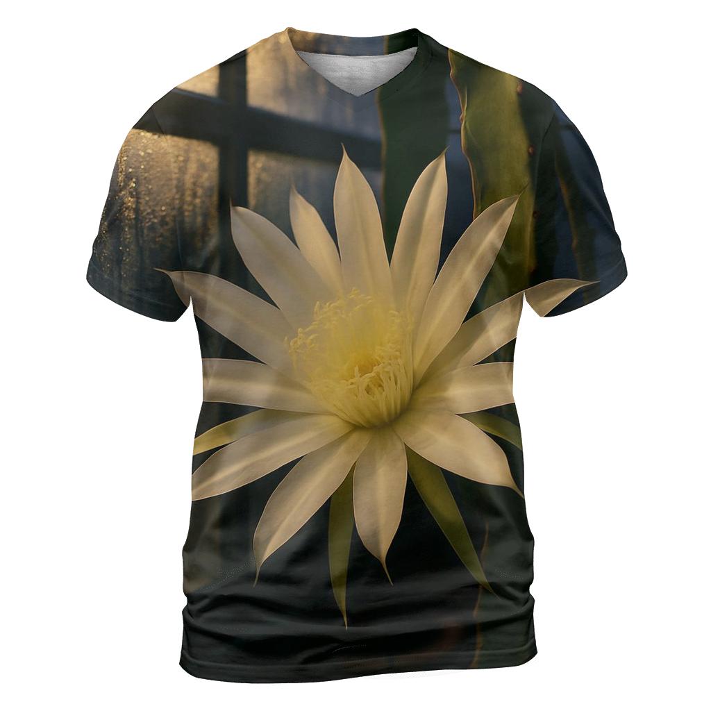 Night Blooming Cereus Under Greenhouse Condensation designer pattern shirts