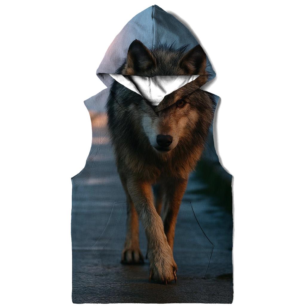 Harbor Breakwater Wolf At Blue Hour heavyweight hoodies
