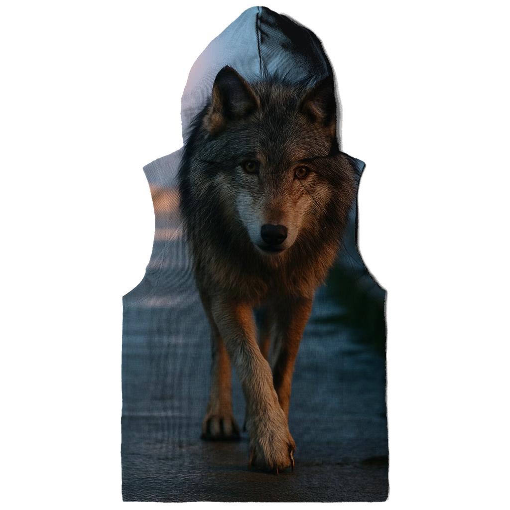 Harbor Breakwater Wolf At Blue Hour heavyweight hoodies