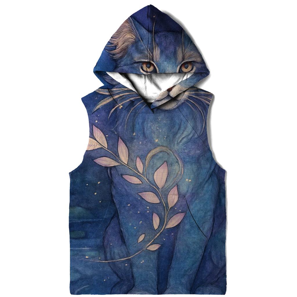 Moonlit Koi Garden Guardian Cat embroidered hoodies