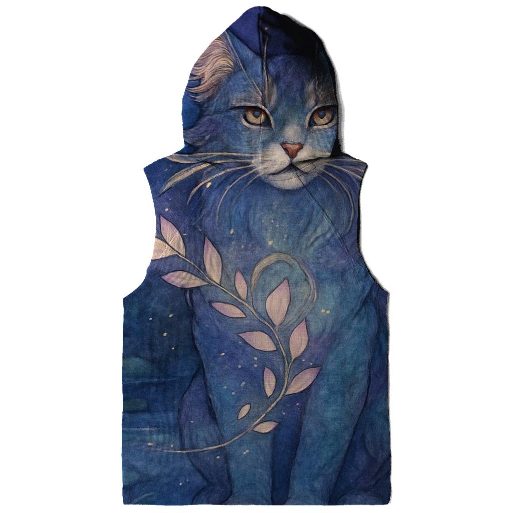 Moonlit Koi Garden Guardian Cat embroidered hoodies