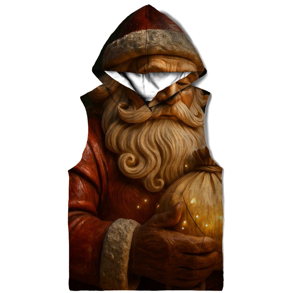 Frosted Wood Carved Santa Relic zip-up hoodies