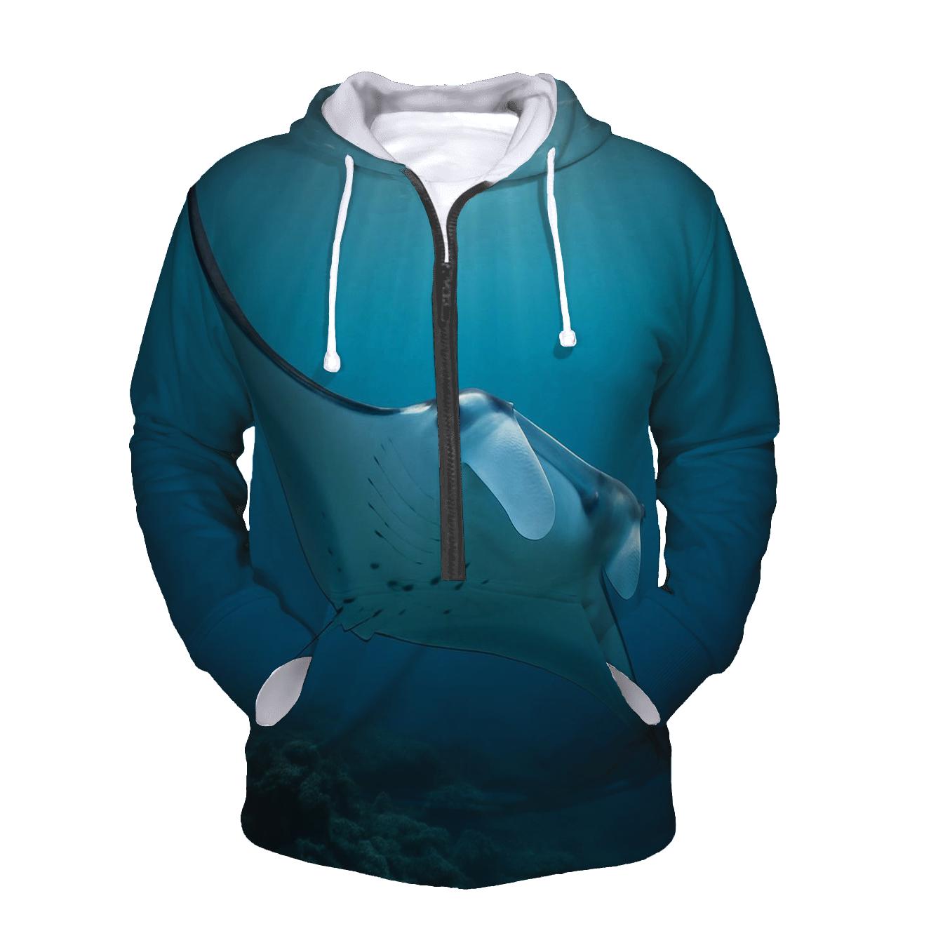 Pelagic Slipstream Reef Manta custom hoodies