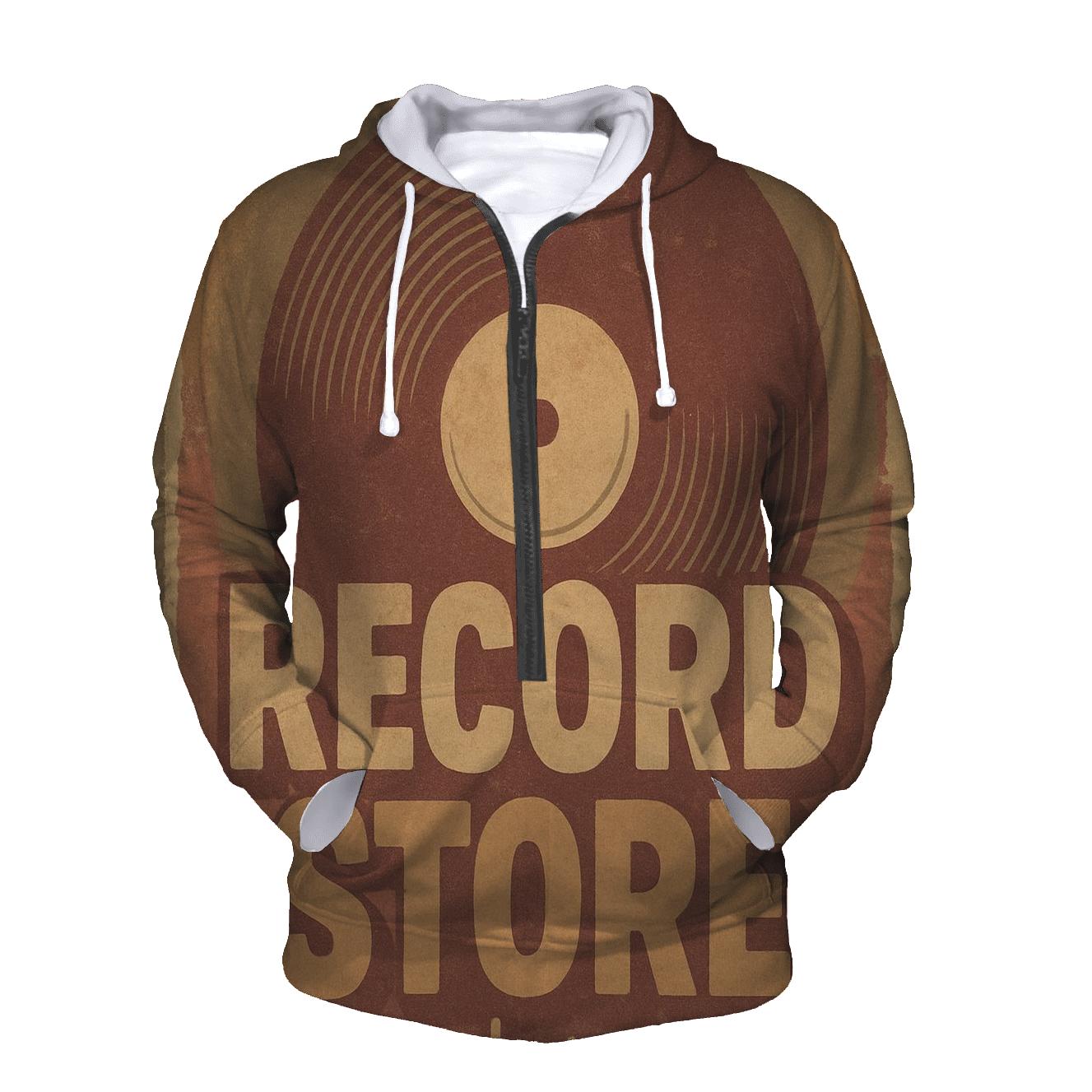 Weathered Vinyl Record Shop Window Poster designer hoodies