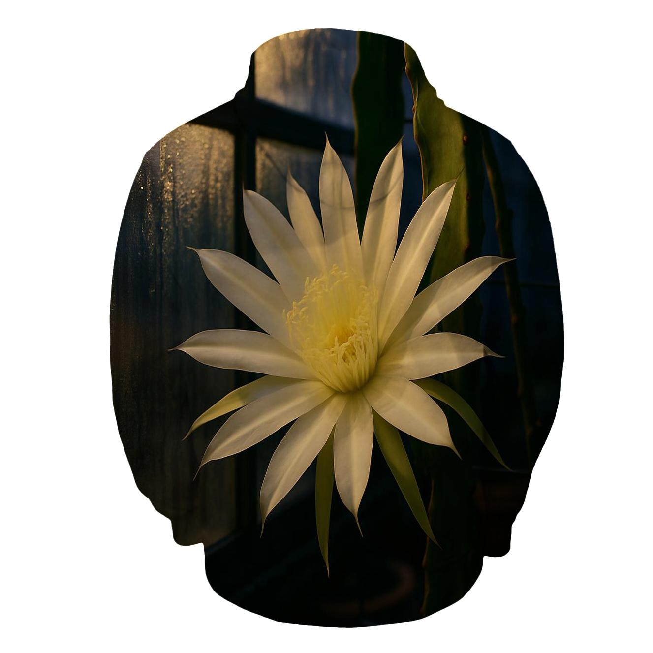 Night Blooming Cereus Under Greenhouse Condensation designer hoodies