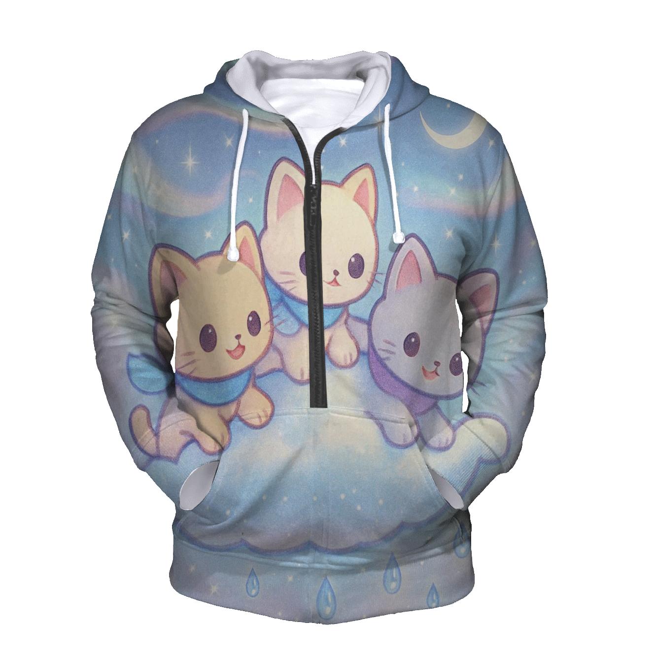 Aurora Cloud Sailor Kittens embroidered hoodies