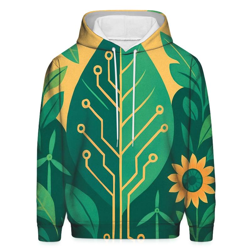 Solarpunk Botanical Circuit Poster premium hoodies