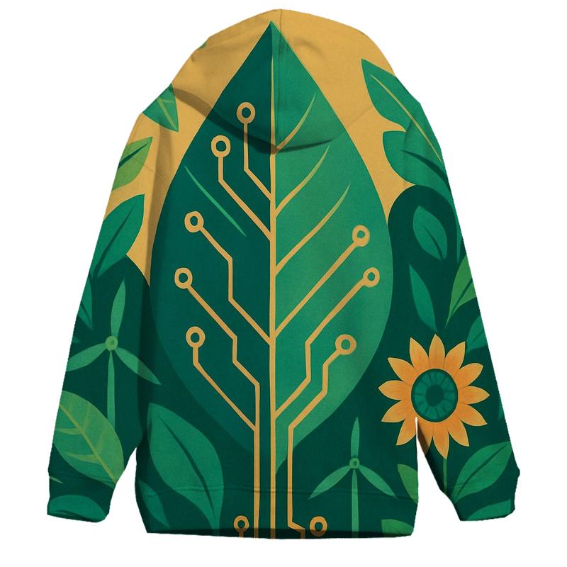 Solarpunk Botanical Circuit Poster premium hoodies