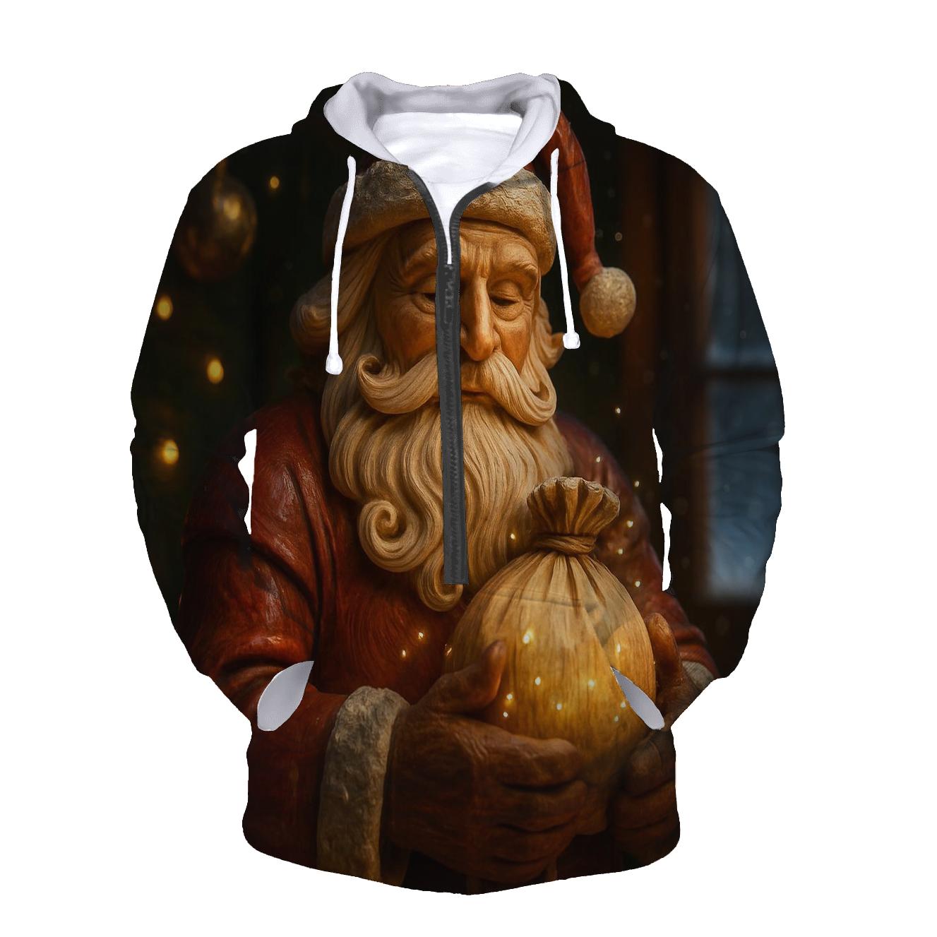 Frosted Wood Carved Santa Relic hoodie designs