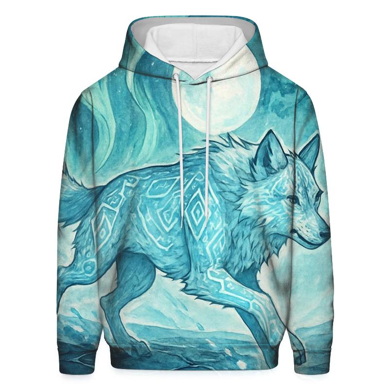 Aurora Runic Sentinel Wolf premium hoodies
