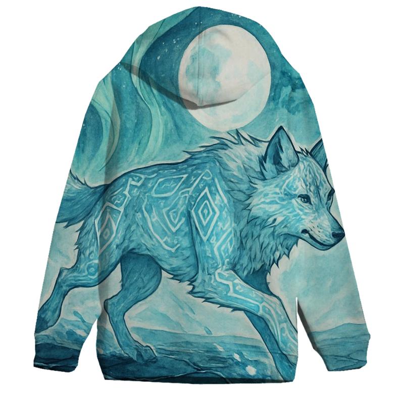 Aurora Runic Sentinel Wolf premium hoodies