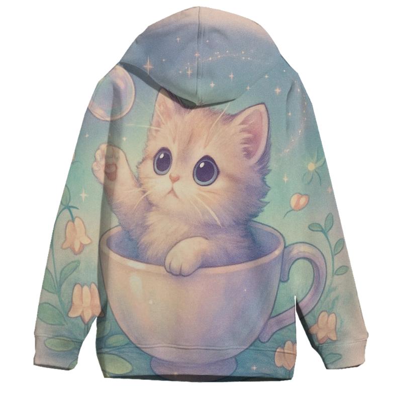 Moonlit Teacup Kitten Garden hoodie styles