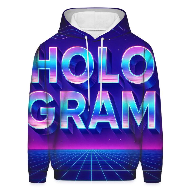 Retro Futurism Hologram Type Grid lightweight hoodies