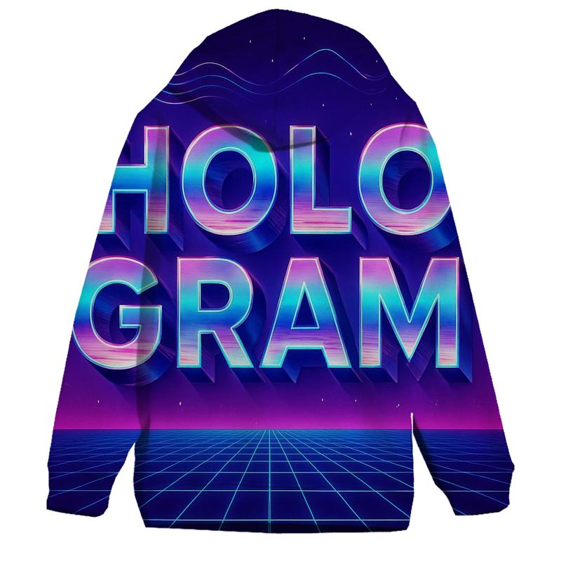 Retro Futurism Hologram Type Grid lightweight hoodies