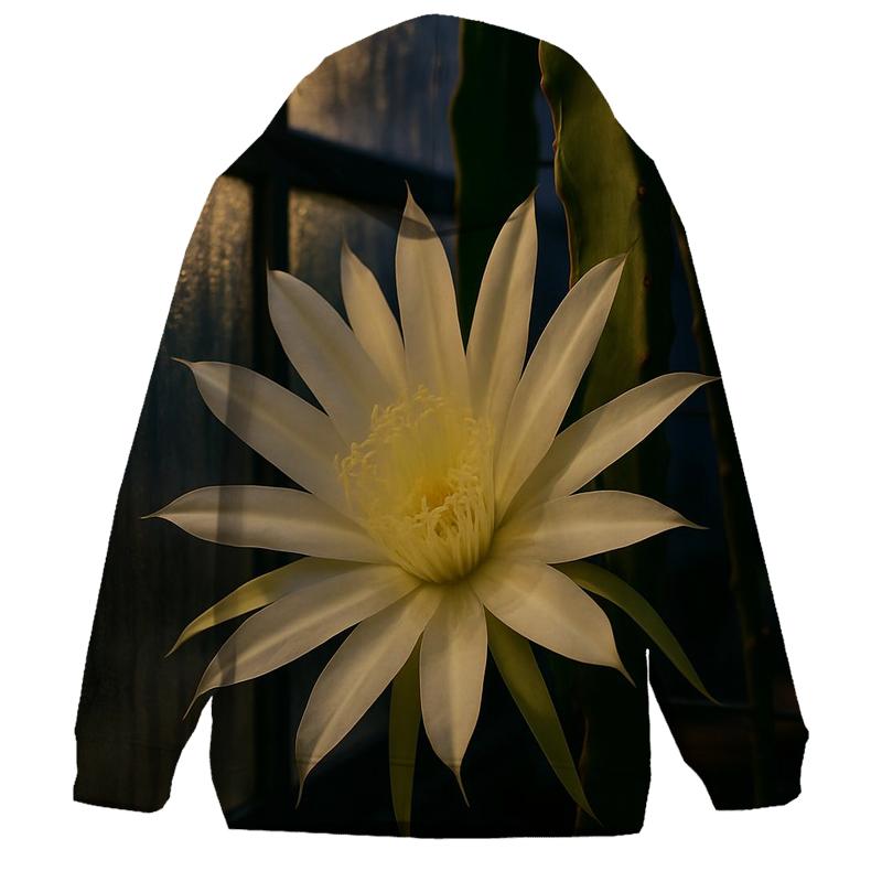 Night Blooming Cereus Under Greenhouse Condensation designer hoodies