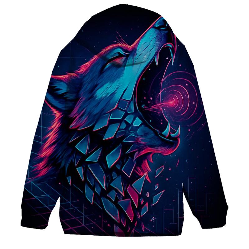 Neon Circuit Howl Wolf premium hoodies