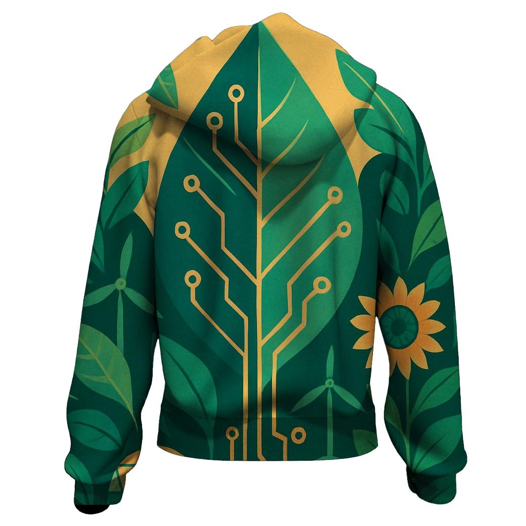 Solarpunk Botanical Circuit Poster premium hoodies