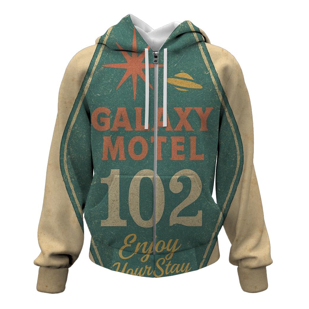 Faded Space Age Motel Key Tag zip-up hoodies