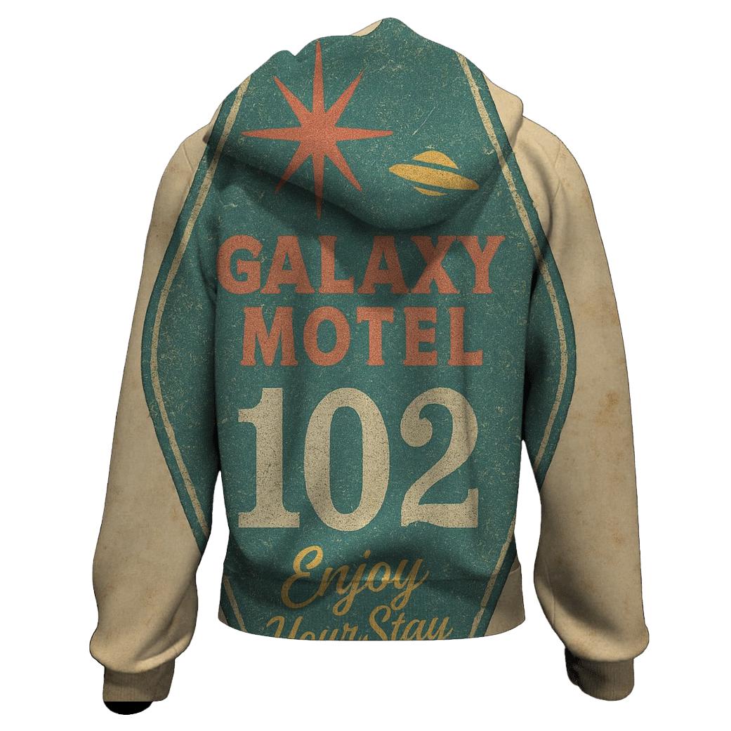 Faded Space Age Motel Key Tag zip-up hoodies