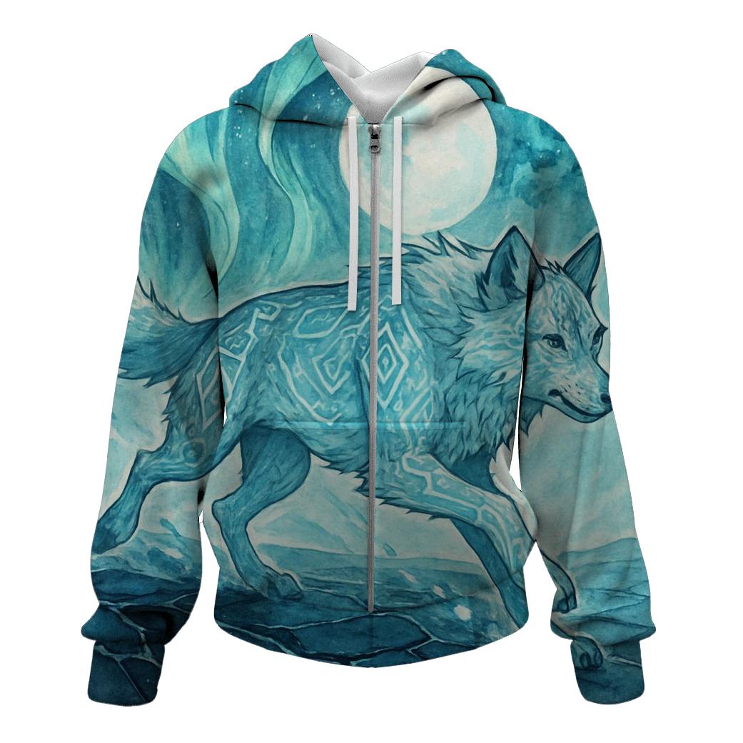 Aurora Runic Sentinel Wolf hoodies fashion