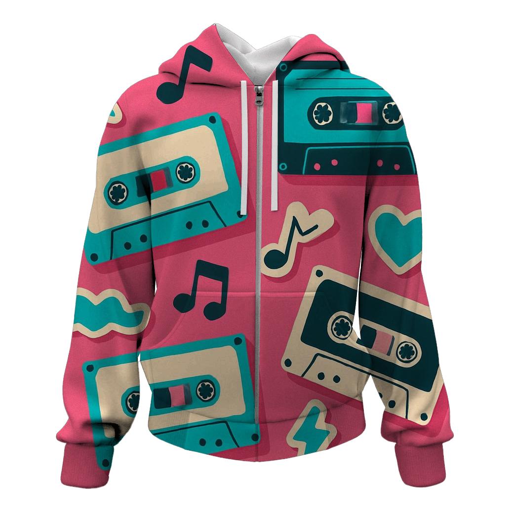 Mixtape Sticker Collage printed hoodies