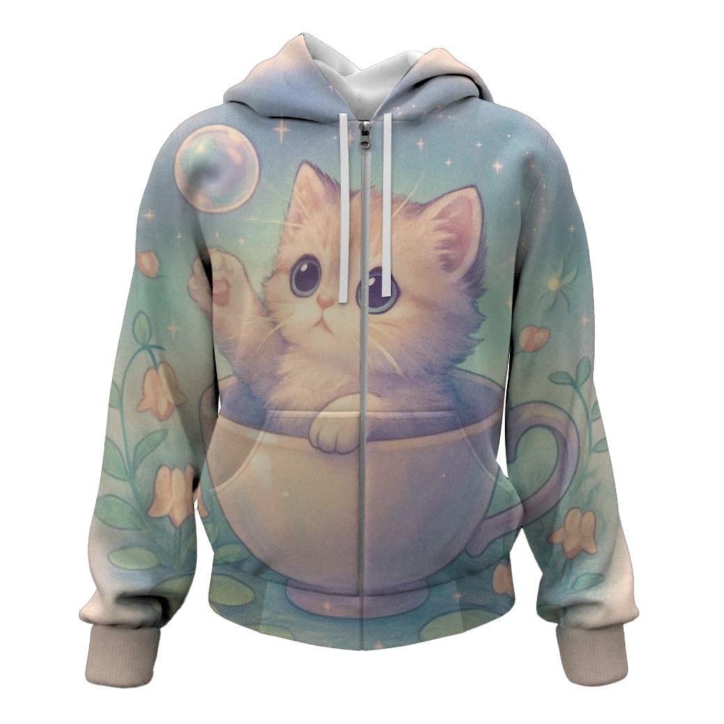 Moonlit Teacup Kitten Garden custom hoodies