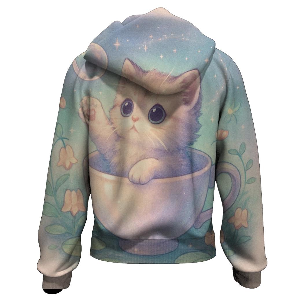 Moonlit Teacup Kitten Garden custom hoodies
