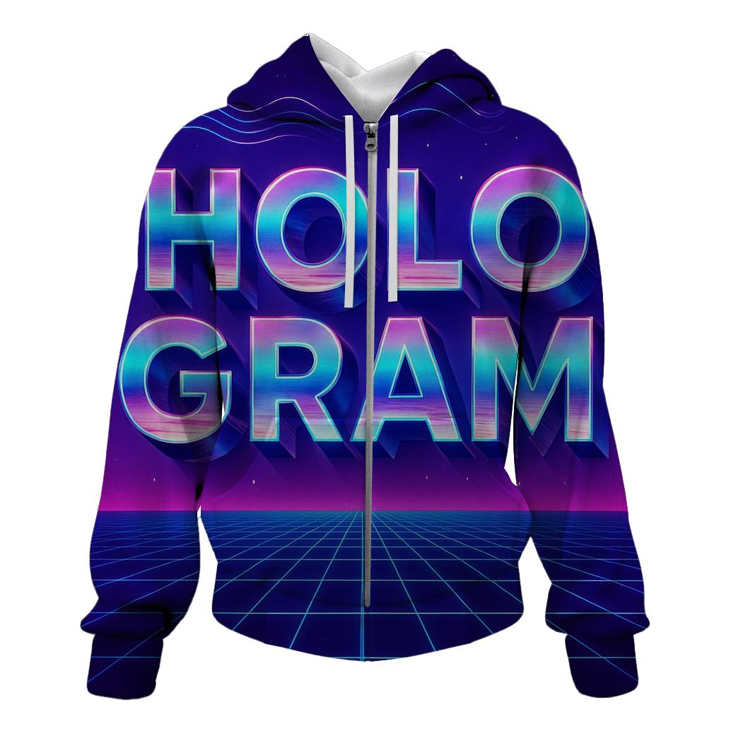 Retro Futurism Hologram Type Grid heavyweight hoodies