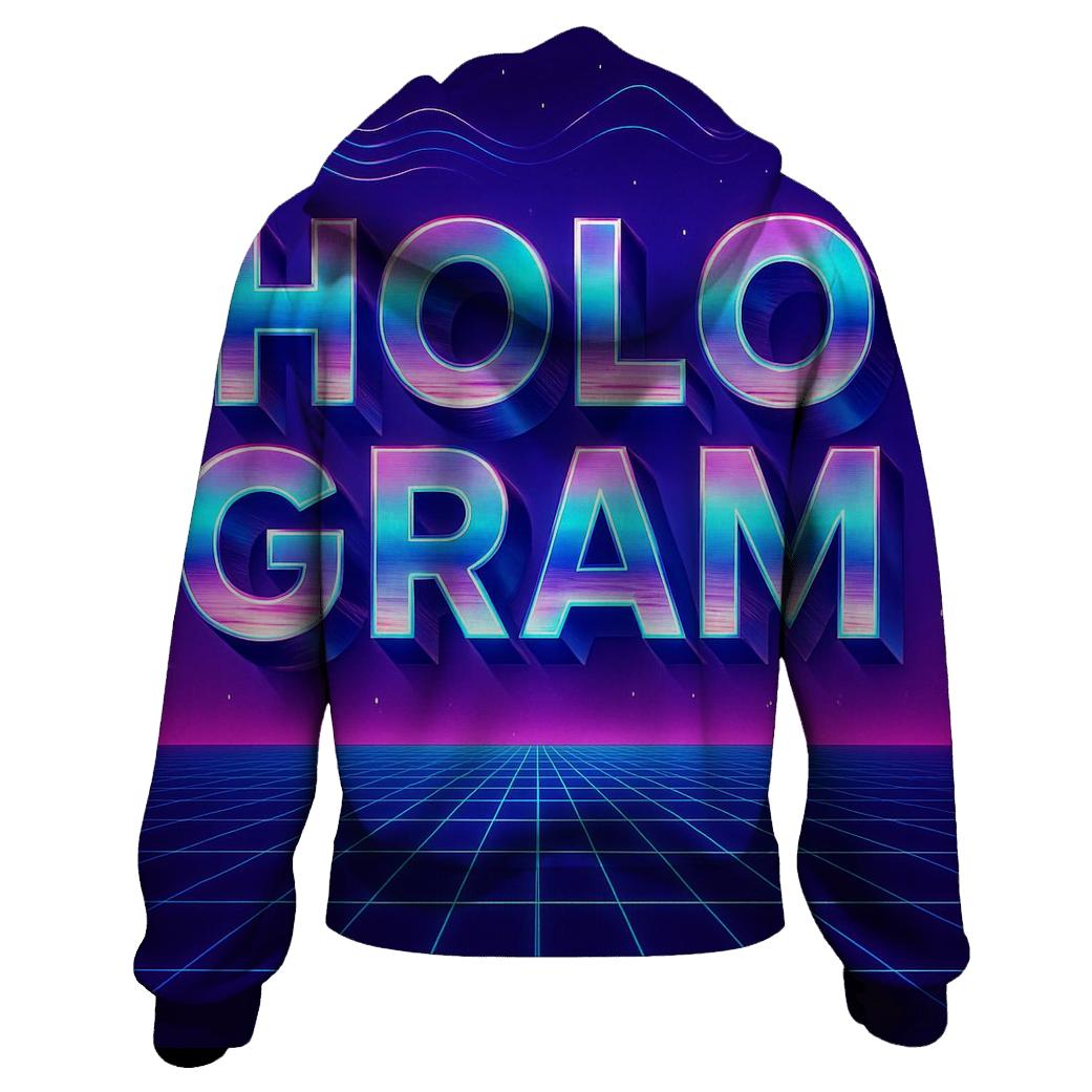 Retro Futurism Hologram Type Grid heavyweight hoodies