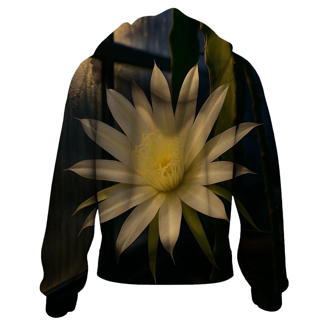 Night Blooming Cereus Under Greenhouse Condensation printed hoodies