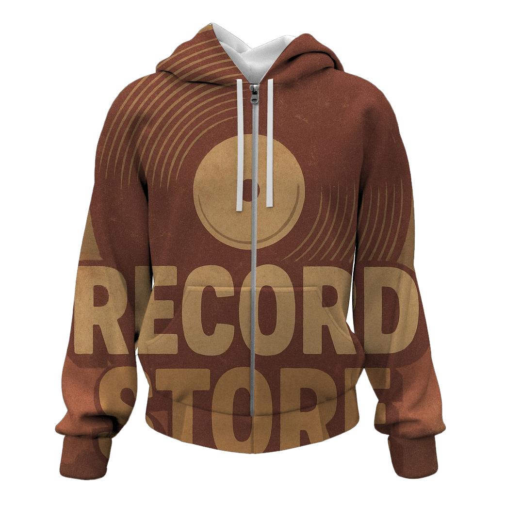 Weathered Vinyl Record Shop Window Poster lightweight hoodies