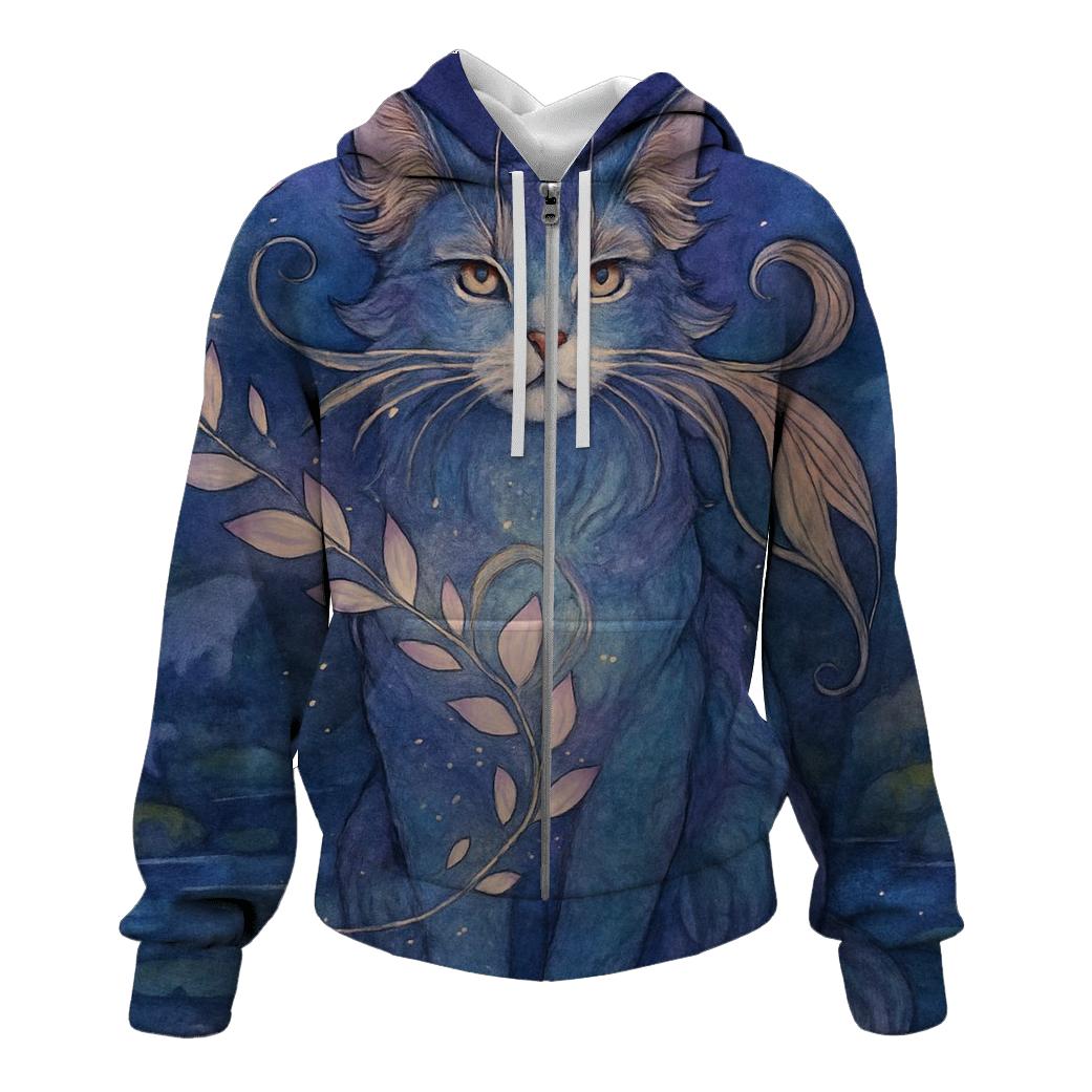 Moonlit Koi Garden Guardian Cat heavyweight hoodies