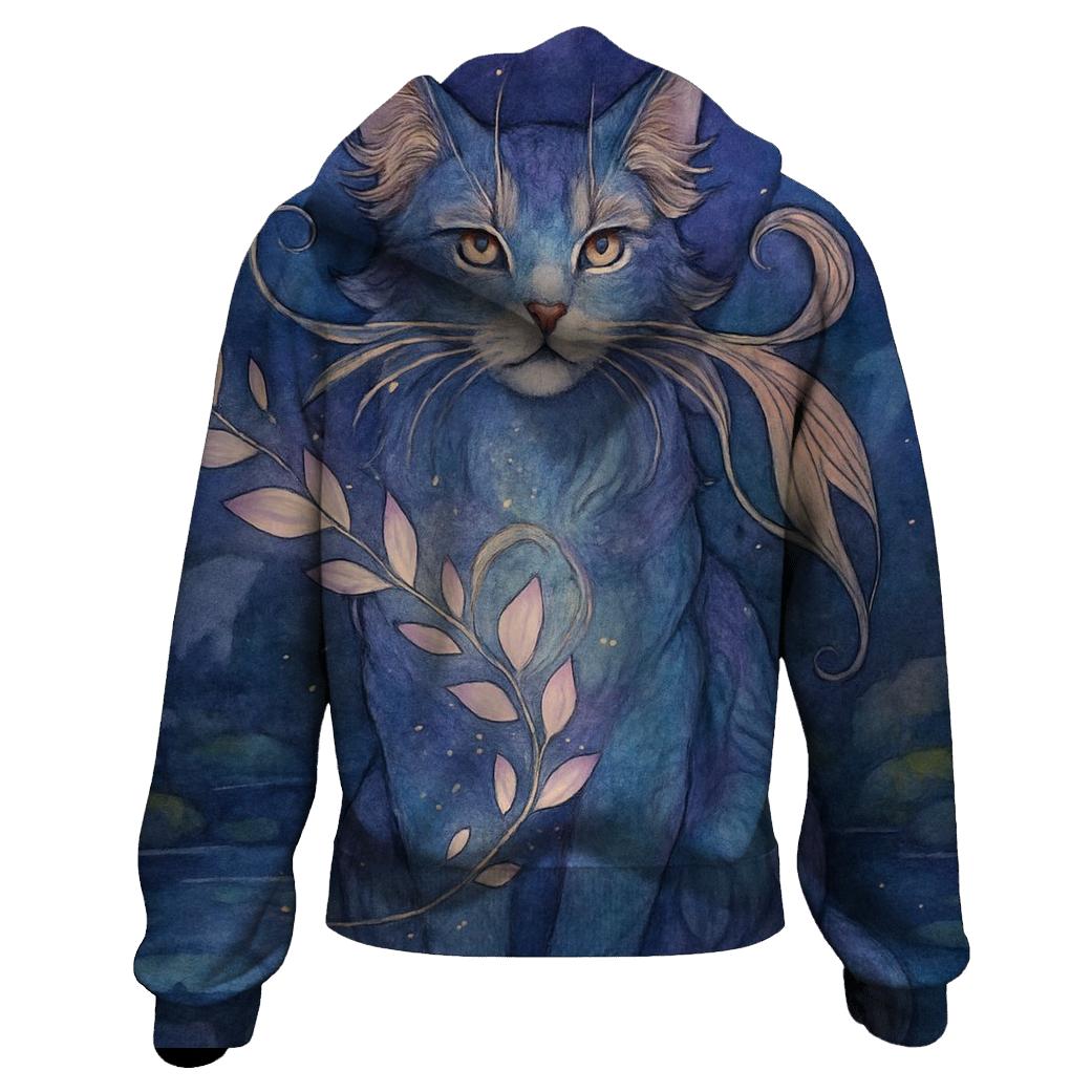Moonlit Koi Garden Guardian Cat heavyweight hoodies