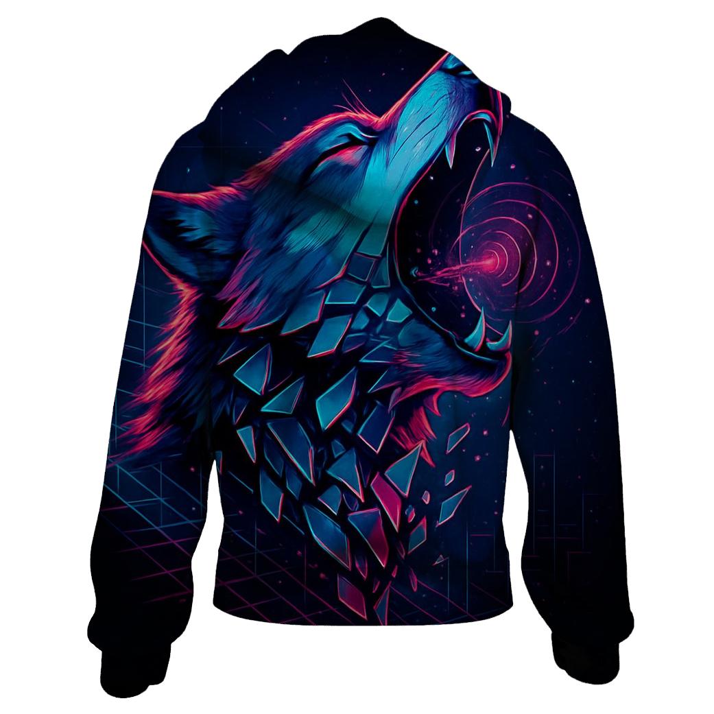 Neon Circuit Howl Wolf zip-up hoodies