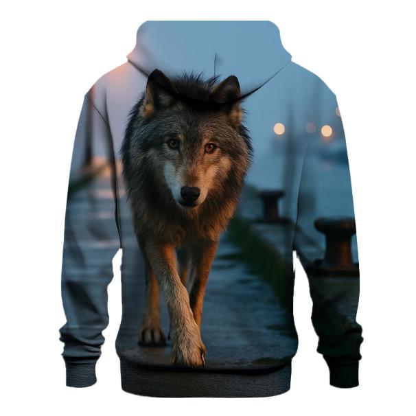 Harbor Breakwater Wolf At Blue Hour hoodie designs