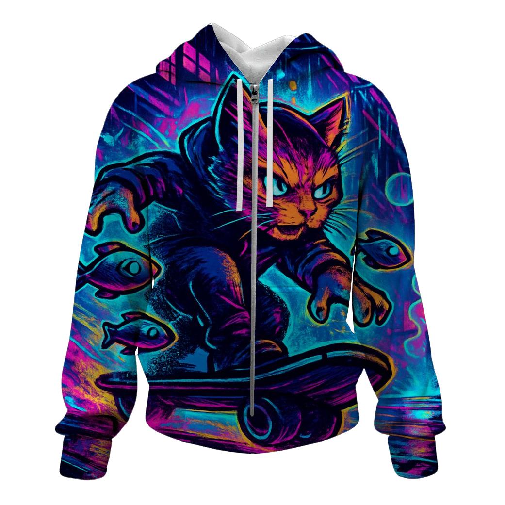 Neon Alley Magnet Cat Courier lightweight hoodies