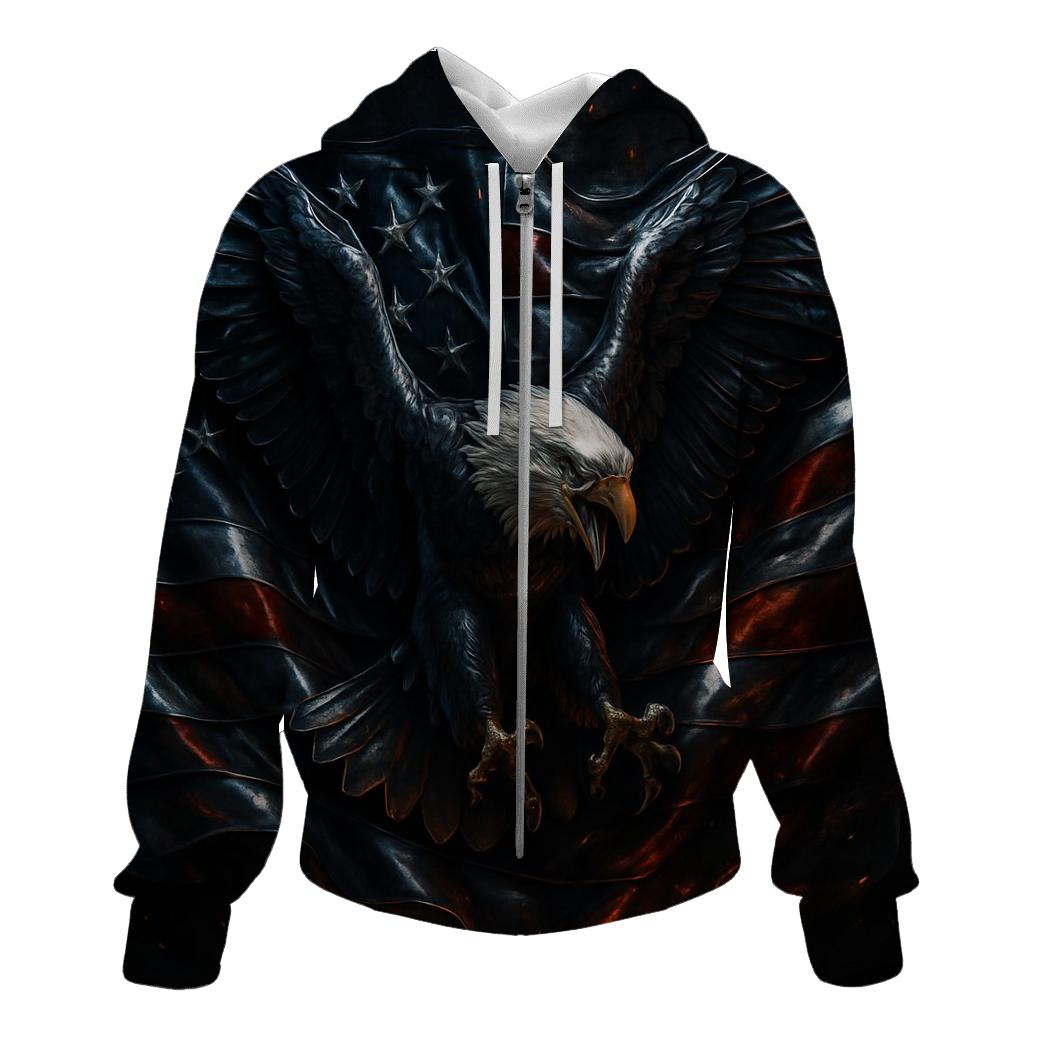 Steel Eagle Over Thunderfold Flag graphic hoodies