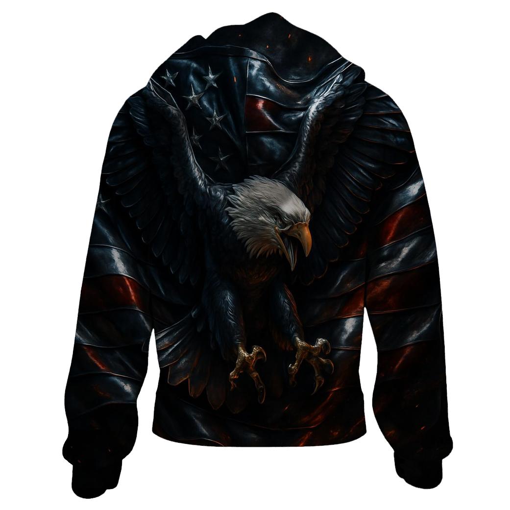 Steel Eagle Over Thunderfold Flag graphic hoodies