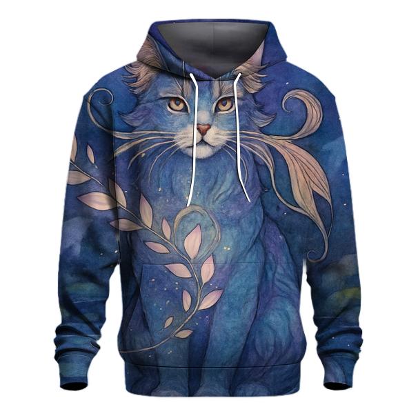 Moonlit Koi Garden Guardian Cat graphic hoodies