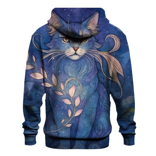 Moonlit Koi Garden Guardian Cat graphic hoodies