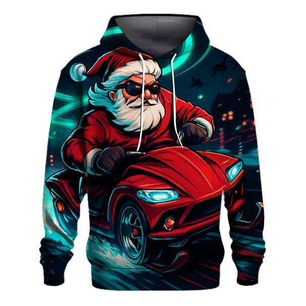 Neon Sleigh Drift Santa hoodie trends