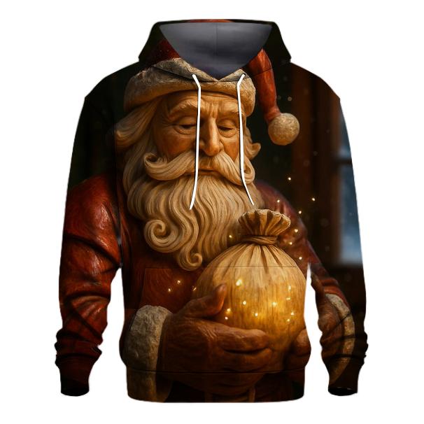 Frosted Wood Carved Santa Relic embroidered hoodies