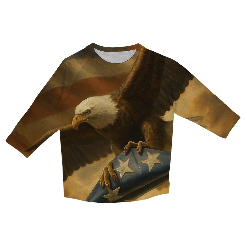 Thunder Eagle Through Flagborne Clouds stylish quarter sleeve tops