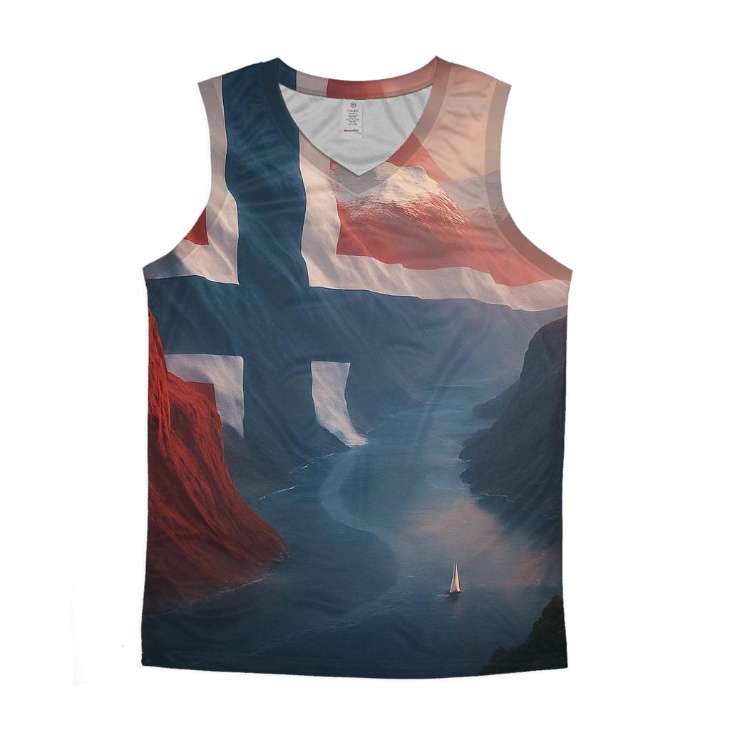 Northern Lights Over Norway Flag Fjord stylish racerback tanks