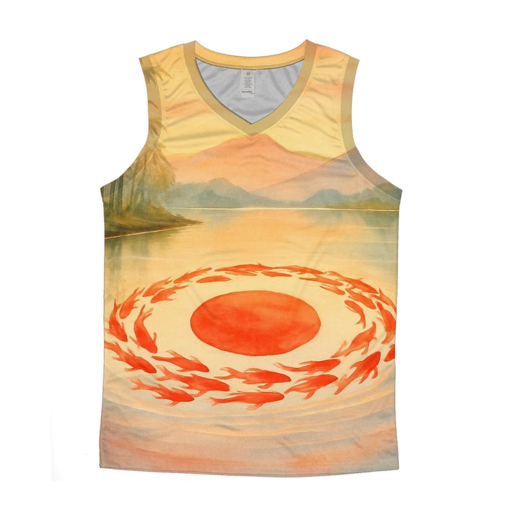 Koi River Reimagining Of Japan Flag custom tank tops