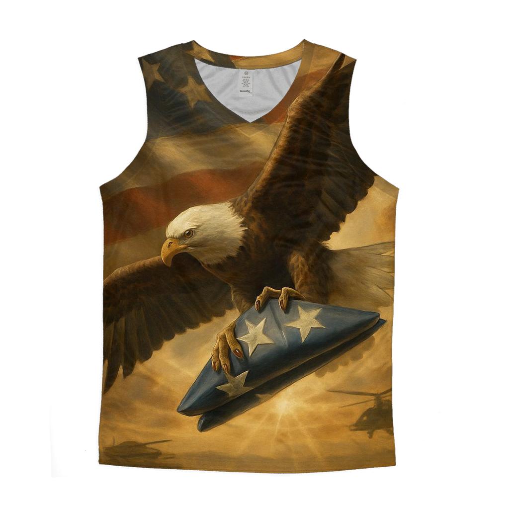 Thunder Eagle Through Flagborne Clouds sports performance tank tops