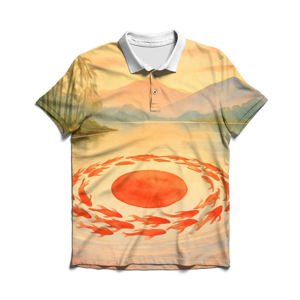 Koi River Reimagining Of Japan Flag personalized polo shirts