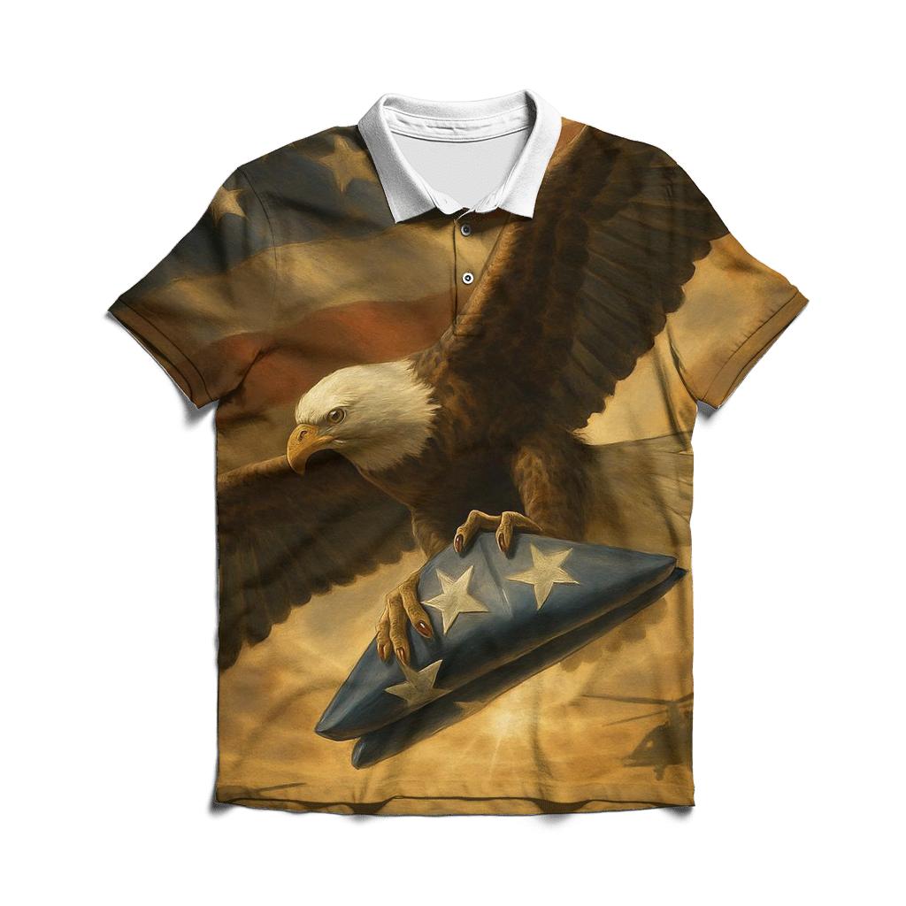 Thunder Eagle Through Flagborne Clouds classic pique polos