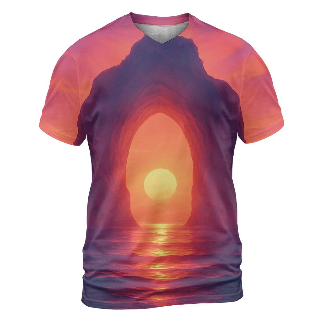 Tideglass Sunset Cathedral vibrant all-over design tees