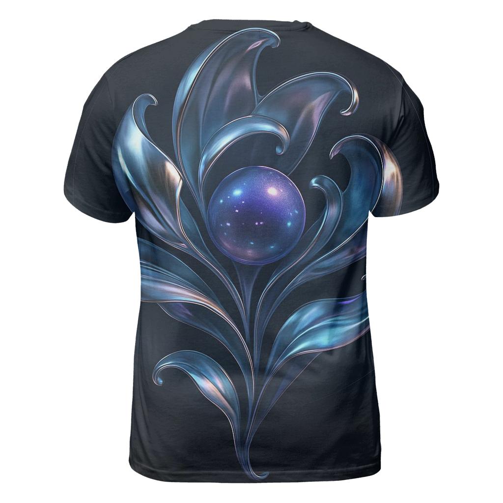 Chrome Aurora Bloom vibrant all-over design tees
